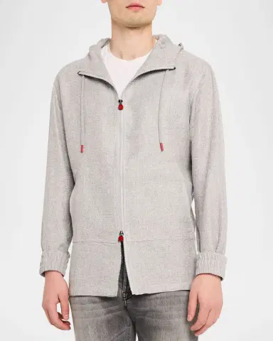 Kiton Men 's Linen, Silk and Cotton Hooded Full-Zip Overshirt | Thumbnail 5 Kiton Men 's Linen, Silk and Cotton Hooded Full-Zip Overshirt | Thumbnail 5