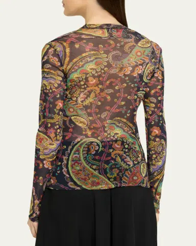 Etro Paisley Mesh Long-Sleeve Top | Thumbnail 3 Etro Paisley Mesh Long-Sleeve Top | Thumbnail 3