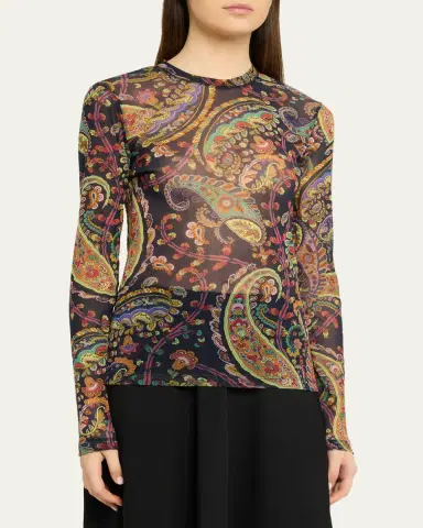 Etro Paisley Mesh Long-Sleeve Top | Thumbnail 4 Etro Paisley Mesh Long-Sleeve Top | Thumbnail 4