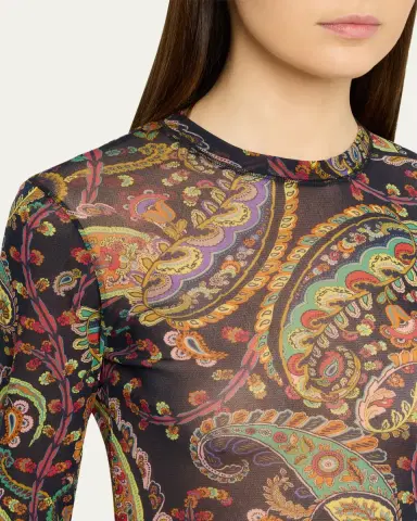 Etro Paisley Mesh Long-Sleeve Top | Thumbnail 5 Etro Paisley Mesh Long-Sleeve Top | Thumbnail 5