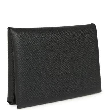 HERMÈS Hermes Calvi Duo Card Holder Black Epsom Palladium Hardware | Thumbnail 2 HERMÈS Hermes Calvi Duo Card Holder Black Epsom Palladium Hardware | Thumbnail 2