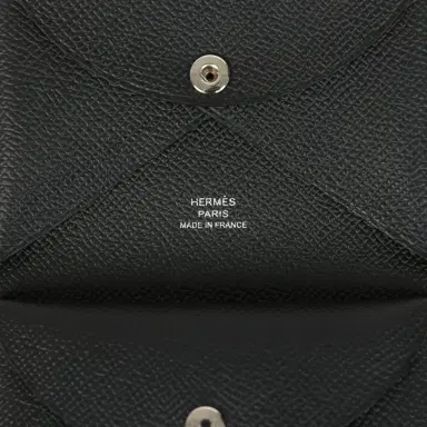 HERMÈS Hermes Calvi Duo Card Holder Black Epsom Palladium Hardware | Thumbnail 8 HERMÈS Hermes Calvi Duo Card Holder Black Epsom Palladium Hardware | Thumbnail 8