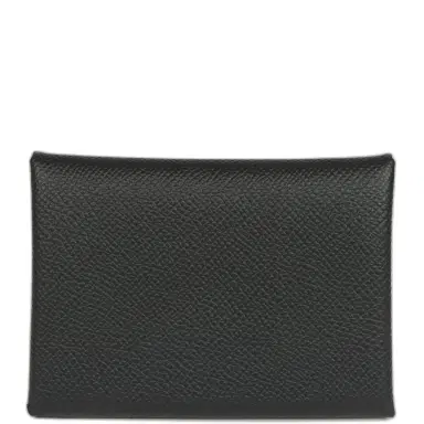 HERMÈS Hermes Calvi Duo Card Holder Black Epsom Palladium Hardware | Thumbnail 1 HERMÈS Hermes Calvi Duo Card Holder Black Epsom Palladium Hardware | Thumbnail 1