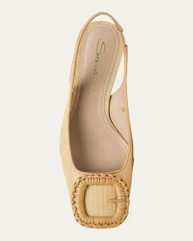 Santoni 50mm Lemon Raffia and Leather Slingback Pumps | Thumbnail 3 Santoni 50mm Lemon Raffia and Leather Slingback Pumps | Thumbnail 3