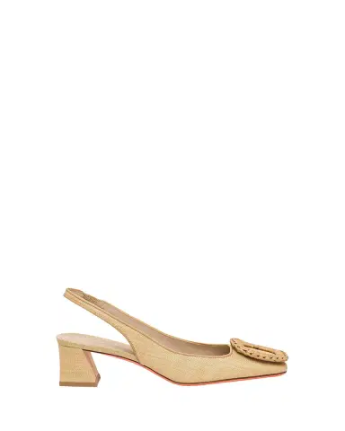 Santoni 50mm Lemon Raffia and Leather Slingback Pumps | Thumbnail 4 Santoni 50mm Lemon Raffia and Leather Slingback Pumps | Thumbnail 4