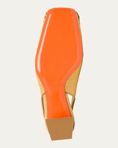 Santoni 50mm Lemon Raffia and Leather Slingback Pumps | Thumbnail 6 Santoni 50mm Lemon Raffia and Leather Slingback Pumps | Thumbnail 6