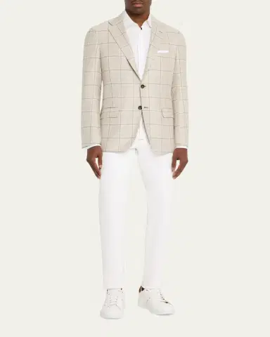 Kiton Men's Windowpane Sport Jacket | Thumbnail 2 Kiton Men's Windowpane Sport Jacket | Thumbnail 2