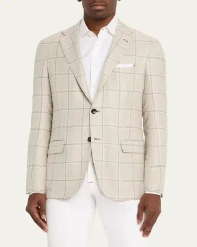 Kiton Men's Windowpane Sport Jacket | Thumbnail 4 Kiton Men's Windowpane Sport Jacket | Thumbnail 4