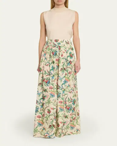 Etro Pleated Floral Cotton Maxi Circle Skirt | Thumbnail 2 Etro Pleated Floral Cotton Maxi Circle Skirt | Thumbnail 2