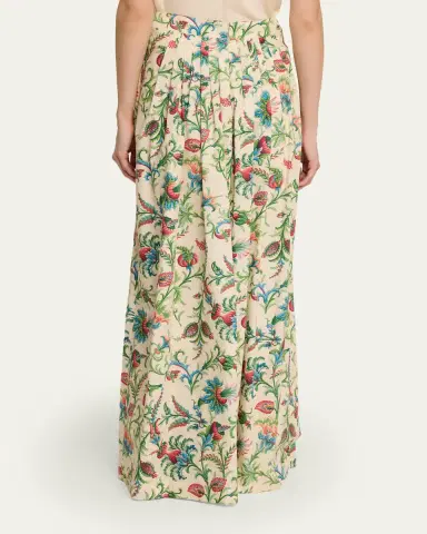 Etro Pleated Floral Cotton Maxi Circle Skirt | Thumbnail 3 Etro Pleated Floral Cotton Maxi Circle Skirt | Thumbnail 3