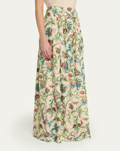 Etro Pleated Floral Cotton Maxi Circle Skirt | Thumbnail 4 Etro Pleated Floral Cotton Maxi Circle Skirt | Thumbnail 4