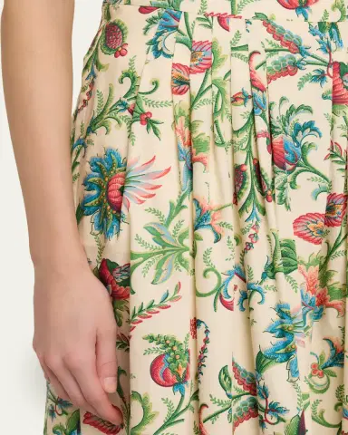 Etro Pleated Floral Cotton Maxi Circle Skirt | Thumbnail 5 Etro Pleated Floral Cotton Maxi Circle Skirt | Thumbnail 5