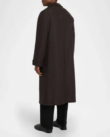 Anderson & Sheppard Men's Herringbone Wool Overcoat | Thumbnail 7 Anderson & Sheppard Men's Herringbone Wool Overcoat | Thumbnail 7
