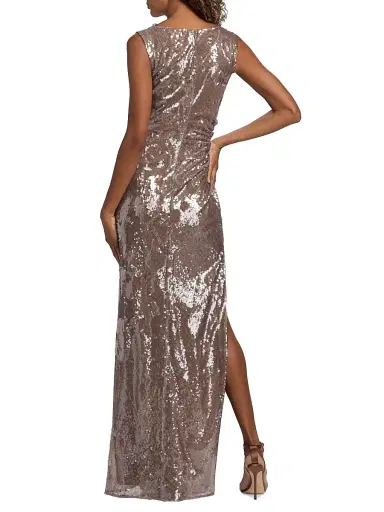 LAPOINTE Women's Sequined Ruched Slip Gown - Oat | Thumbnail 5 LAPOINTE Women's Sequined Ruched Slip Gown - Oat | Thumbnail 5