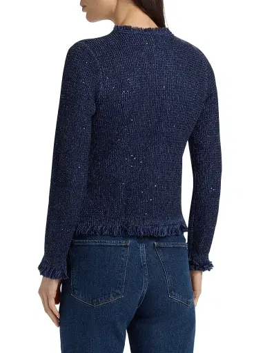 Kobi Halperin Women's Kailey Metallic-Knit Frayed Linen-Blend Cardigan - Navy | Thumbnail 5 Kobi Halperin Women's Kailey Metallic-Knit Frayed Linen-Blend Cardigan - Navy | Thumbnail 5