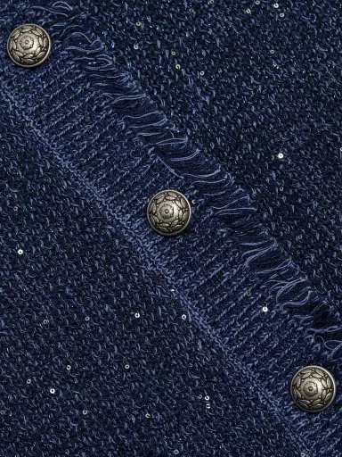 Kobi Halperin Women's Kailey Metallic-Knit Frayed Linen-Blend Cardigan - Navy | Thumbnail 7 Kobi Halperin Women's Kailey Metallic-Knit Frayed Linen-Blend Cardigan - Navy | Thumbnail 7