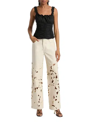 Simkhai Women's Betty Floral Cut Out Straight-Leg Jeans - Marshmallow - Size 26 | Thumbnail 2 Simkhai Women's Betty Floral Cut Out Straight-Leg Jeans - Marshmallow - Size 26 | Thumbnail 2