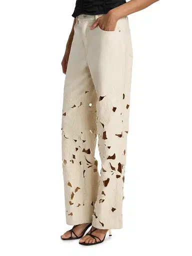 Simkhai Women's Betty Floral Cut Out Straight-Leg Jeans - Marshmallow - Size 26 | Thumbnail 4 Simkhai Women's Betty Floral Cut Out Straight-Leg Jeans - Marshmallow - Size 26 | Thumbnail 4