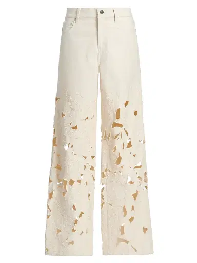 Simkhai Women's Betty Floral Cut Out Straight-Leg Jeans - Marshmallow - Size 26 | Thumbnail 1 Simkhai Women's Betty Floral Cut Out Straight-Leg Jeans - Marshmallow - Size 26 | Thumbnail 1
