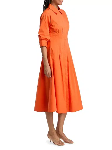 Simkhai Women's Jazz Pintuck Midi-Dress - Lobster - Size Small | Thumbnail 4 Simkhai Women's Jazz Pintuck Midi-Dress - Lobster - Size Small | Thumbnail 4