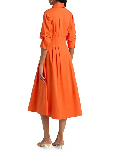 Simkhai Women's Jazz Pintuck Midi-Dress - Lobster - Size Small | Thumbnail 5 Simkhai Women's Jazz Pintuck Midi-Dress - Lobster - Size Small | Thumbnail 5