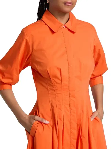 Simkhai Women's Jazz Pintuck Midi-Dress - Lobster - Size Small | Thumbnail 6 Simkhai Women's Jazz Pintuck Midi-Dress - Lobster - Size Small | Thumbnail 6