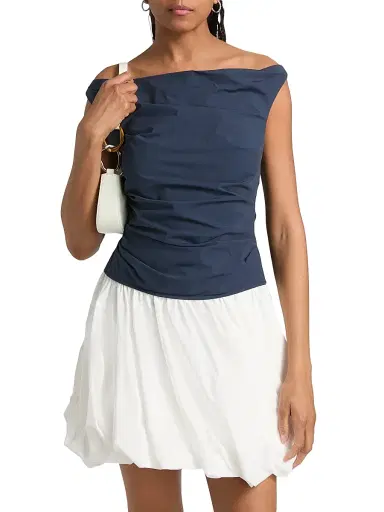 Simkhai Women's Salina Two-Tone Off-The-Shoulder Bubble Minidress - Midnight Multi - Size 4 | Thumbnail 3 Simkhai Women's Salina Two-Tone Off-The-Shoulder Bubble Minidress - Midnight Multi - Size 4 | Thumbnail 3