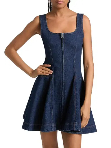 Simkhai Women's Eleodra Denim A-Line Minidress - Imperial - Size 10 | Thumbnail 3 Simkhai Women's Eleodra Denim A-Line Minidress - Imperial - Size 10 | Thumbnail 3