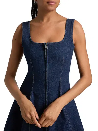 Simkhai Women's Eleodra Denim A-Line Minidress - Imperial - Size 10 | Thumbnail 6 Simkhai Women's Eleodra Denim A-Line Minidress - Imperial - Size 10 | Thumbnail 6