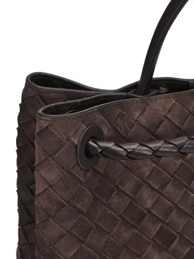 Bottega Veneta Women's Andiamo Medium Intrecciato Suede Top Handle Bag - Fondant Brass | Thumbnail 5 Bottega Veneta Women's Andiamo Medium Intrecciato Suede Top Handle Bag - Fondant Brass | Thumbnail 5