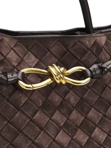 Bottega Veneta Women's Andiamo Medium Intrecciato Suede Top Handle Bag - Fondant Brass | Thumbnail 6 Bottega Veneta Women's Andiamo Medium Intrecciato Suede Top Handle Bag - Fondant Brass | Thumbnail 6
