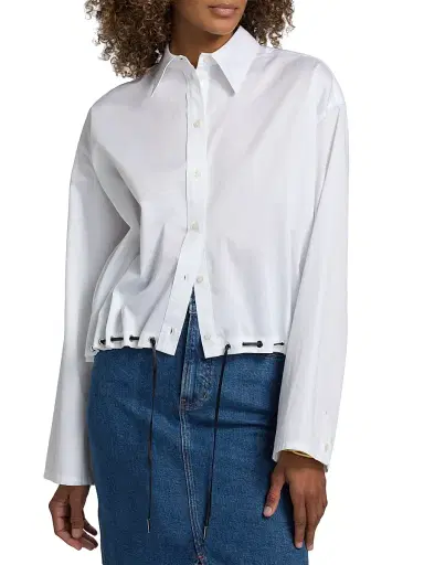 Brandon Maxwell Women's Leland Cotton Eyelet Shirt - Optic White | Thumbnail 3 Brandon Maxwell Women's Leland Cotton Eyelet Shirt - Optic White | Thumbnail 3
