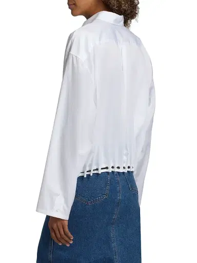 Brandon Maxwell Women's Leland Cotton Eyelet Shirt - Optic White | Thumbnail 5 Brandon Maxwell Women's Leland Cotton Eyelet Shirt - Optic White | Thumbnail 5