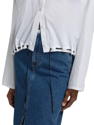 Brandon Maxwell Women's Leland Cotton Eyelet Shirt - Optic White | Thumbnail 6 Brandon Maxwell Women's Leland Cotton Eyelet Shirt - Optic White | Thumbnail 6