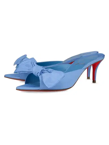 Christian Louboutin Women's Mulazee Silk Taffetas 60MM Mule Sandals - Ceruleo | Thumbnail 2 Christian Louboutin Women's Mulazee Silk Taffetas 60MM Mule Sandals - Ceruleo | Thumbnail 2