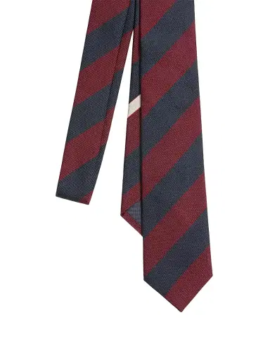 Valentino Garavani Men's Valentie Jacquard Regimental Silk Tie - Blue Maroon | Thumbnail 2 Valentino Garavani Men's Valentie Jacquard Regimental Silk Tie - Blue Maroon | Thumbnail 2