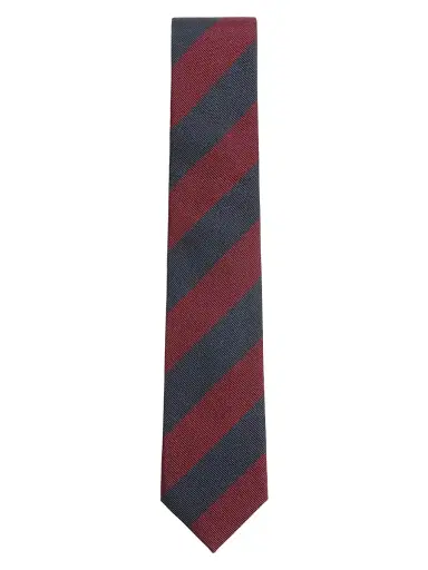 Valentino Garavani Men's Valentie Jacquard Regimental Silk Tie - Blue Maroon | Thumbnail 1 Valentino Garavani Men's Valentie Jacquard Regimental Silk Tie - Blue Maroon | Thumbnail 1