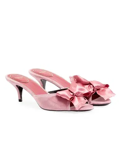 Valentino Garavani Women's Marie A 55MM Velvet Slide Sandals - Pink | Thumbnail 2 Valentino Garavani Women's Marie A 55MM Velvet Slide Sandals - Pink | Thumbnail 2