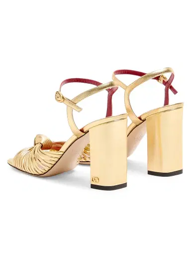 Valentino Garavani Women's Annet Laminated Nappa 90MM Sandals - Gold | Thumbnail 3 Valentino Garavani Women's Annet Laminated Nappa 90MM Sandals - Gold | Thumbnail 3