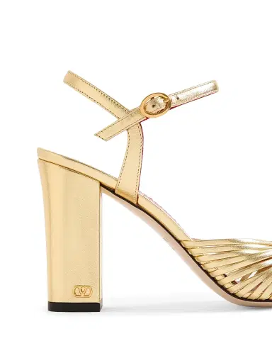 Valentino Garavani Women's Annet Laminated Nappa 90MM Sandals - Gold | Thumbnail 6 Valentino Garavani Women's Annet Laminated Nappa 90MM Sandals - Gold | Thumbnail 6