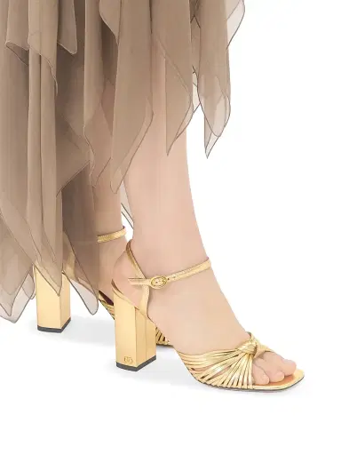 Valentino Garavani Women's Annet Laminated Nappa 90MM Sandals - Gold | Thumbnail 7 Valentino Garavani Women's Annet Laminated Nappa 90MM Sandals - Gold | Thumbnail 7