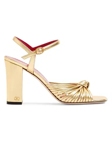 Valentino Garavani Women's Annet Laminated Nappa 90MM Sandals - Gold | Thumbnail 1 Valentino Garavani Women's Annet Laminated Nappa 90MM Sandals - Gold | Thumbnail 1