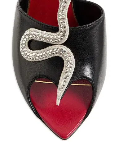 Valentino Garavani Women's Coeur Vipère 10MM Kidskin Slide Sandals - Black | Thumbnail 5 Valentino Garavani Women's Coeur Vipère 10MM Kidskin Slide Sandals - Black | Thumbnail 5