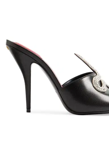 Valentino Garavani Women's Coeur Vipère 10MM Kidskin Slide Sandals - Black | Thumbnail 6 Valentino Garavani Women's Coeur Vipère 10MM Kidskin Slide Sandals - Black | Thumbnail 6
