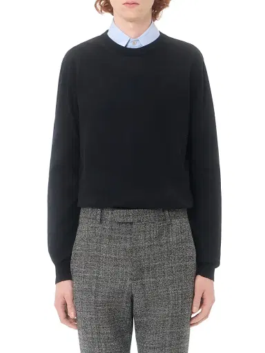 Valentino Garavani Men's Wool Sweater with VLogo Embroidery - Black | Thumbnail 2 Valentino Garavani Men's Wool Sweater with VLogo Embroidery - Black | Thumbnail 2
