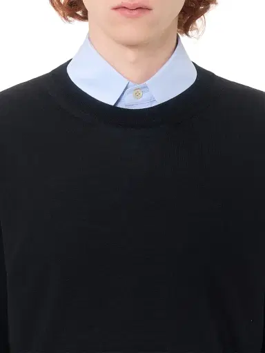 Valentino Garavani Men's Wool Sweater with VLogo Embroidery - Black | Thumbnail 5 Valentino Garavani Men's Wool Sweater with VLogo Embroidery - Black | Thumbnail 5