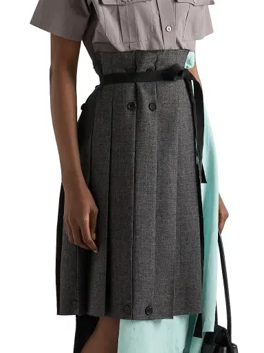 Prada Women's Rush Stitch Fabric Patchwork Skirt - Grey | Thumbnail 2 Prada Women's Rush Stitch Fabric Patchwork Skirt - Grey | Thumbnail 2