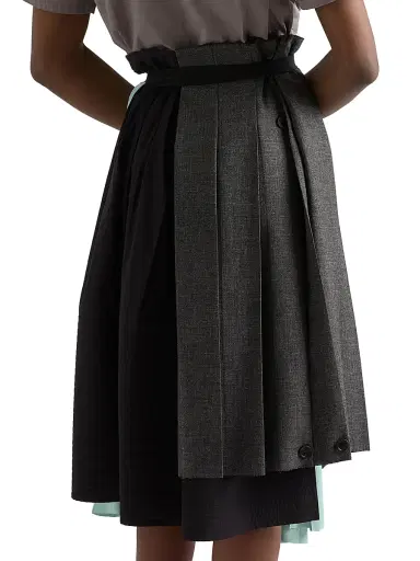 Prada Women's Rush Stitch Fabric Patchwork Skirt - Grey | Thumbnail 3 Prada Women's Rush Stitch Fabric Patchwork Skirt - Grey | Thumbnail 3