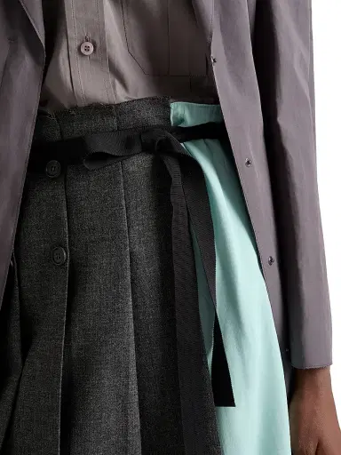 Prada Women's Rush Stitch Fabric Patchwork Skirt - Grey | Thumbnail 4 Prada Women's Rush Stitch Fabric Patchwork Skirt - Grey | Thumbnail 4
