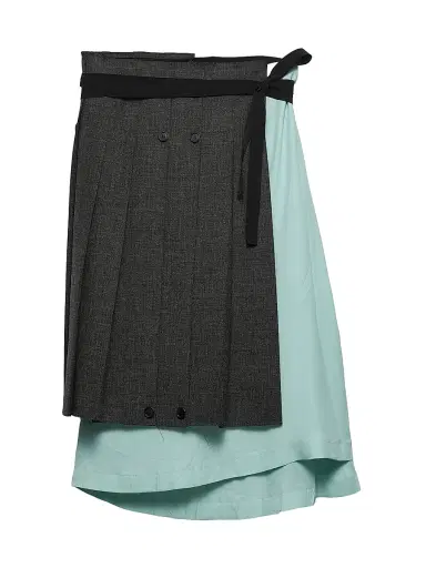 Prada Women's Rush Stitch Fabric Patchwork Skirt - Grey | Thumbnail 1 Prada Women's Rush Stitch Fabric Patchwork Skirt - Grey | Thumbnail 1